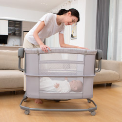 Nôi Ghép Cạnh Giường Đa Năng 3in1 Mastela 08602 Cao Cấp – Nôi Điện Đung Đưa Ru Ngủ, Cũi Mini & Nôi Em Bé An Toàn